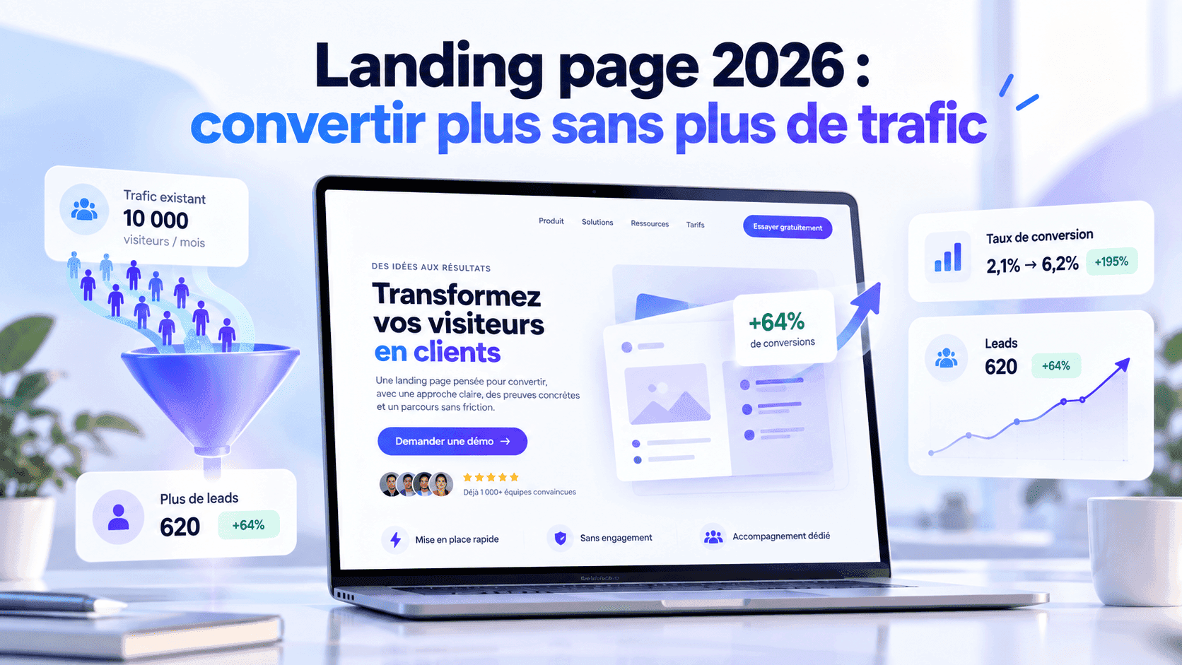 Landing page 2026 : convertir plus sans plus de trafic